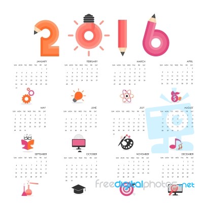 Calendar For 2016 On Background Stock Image