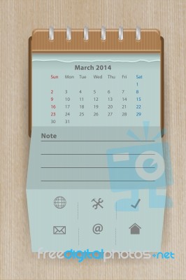 Calendar March 2014 Stock Image