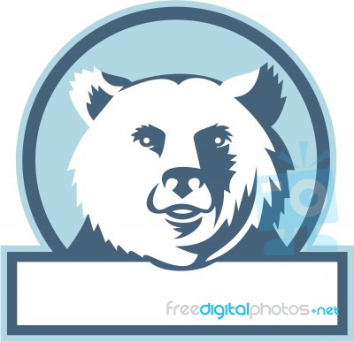 California Grizzly Bear Head Smiling Circle Retro Stock Image