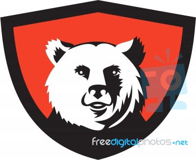 California Grizzly Bear Head Smiling Crest Retro Stock Image