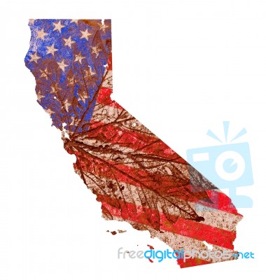 California State Map Flag Pattern Stock Photo