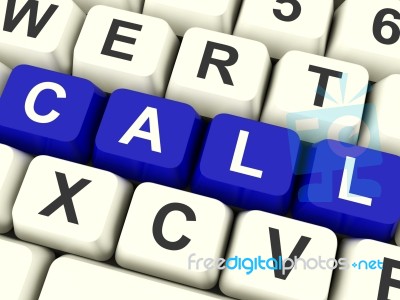 Call Computer Keys In Blue Stock Image