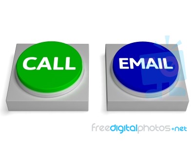 Call Email Buttons Shows Calling Or Emailing Stock Image