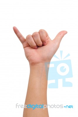 Call Me Hand Sign Stock Photo