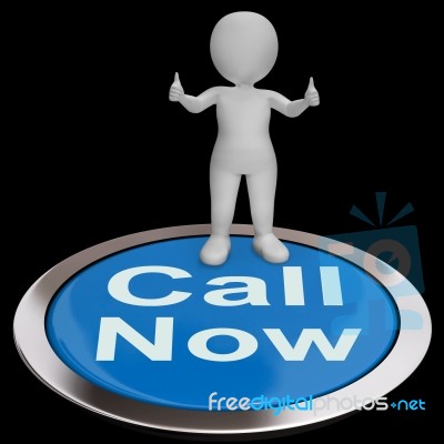 Call Now Button Shows Customer Support Helpline Stock Image