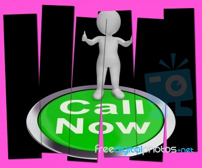 Call Now Pressed Shows Customer Support Helpline Stock Image