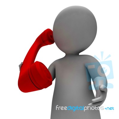 Call Phone Represents Calling Correspond And Render 3d Rendering… Stock Image