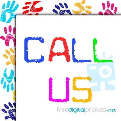 Call Us Represents Talking Telephone And Network Stock Image