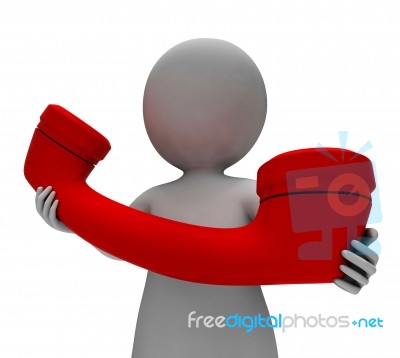 Calling Character Shows Telephone Discussion And Communication 3… Stock Image