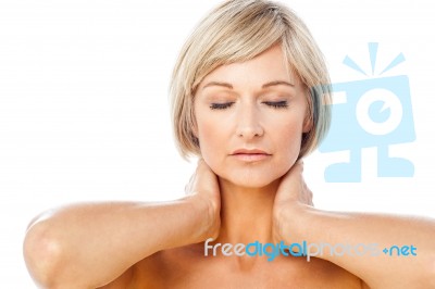 Calm And Beautiful Spa Lady With Closed Eyes Stock Photo