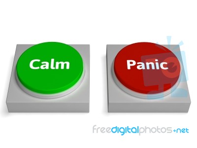 Calm Panic Buttons Show Stressed Or Relaxation Stock Image