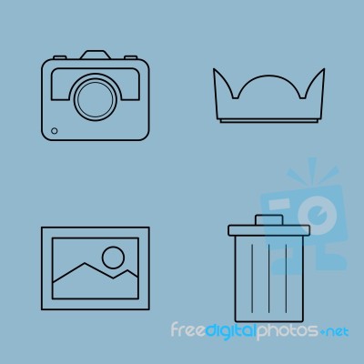 Camera Accessories Line Icon Set Stock Image