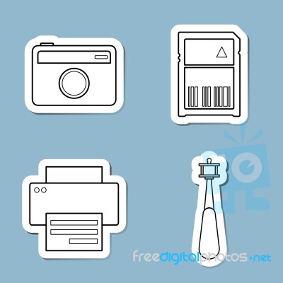 Camera Accessories Line Icon Set Stock Image