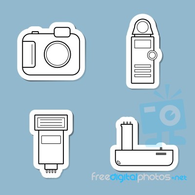 Camera Accessories Line Icon Set Stock Image