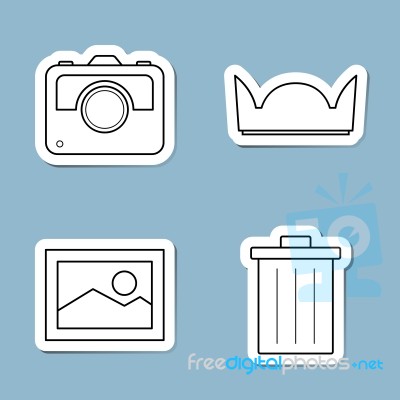 Camera Accessories Line Icon Set Stock Image