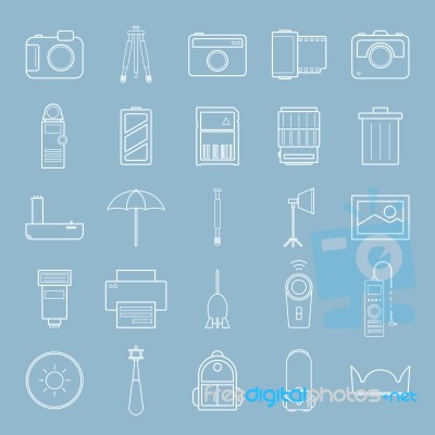 Camera And Accessories Line Icon Set Stock Image