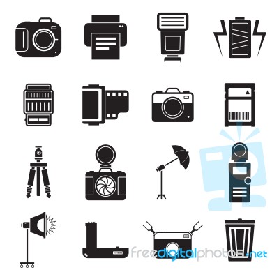 Camera And Accessory Icon Set  Illustration Stock Image