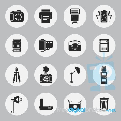 Camera And Accessory Icon Set  Illustration Stock Image