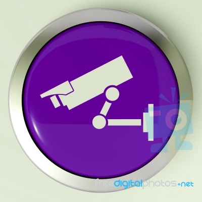 Camera Button Shows Cctv And Web Security Stock Image