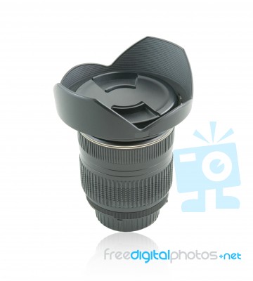 Camera Lens And Hood Stock Photo