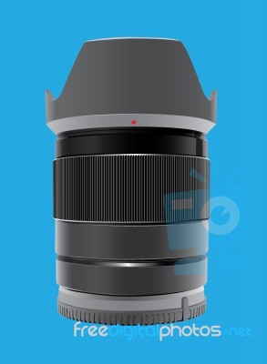 Camera Lens On Blue,  Illustration Stock Image