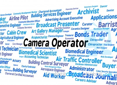 Camera Operator Indicates Machine Minder And Cameras Stock Image