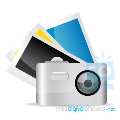 Camera With Photographs Stock Image