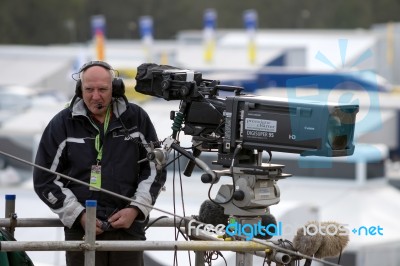 Cameraman Getting Ready For The Start Of The Btcc Race At Brands… Stock Photo
