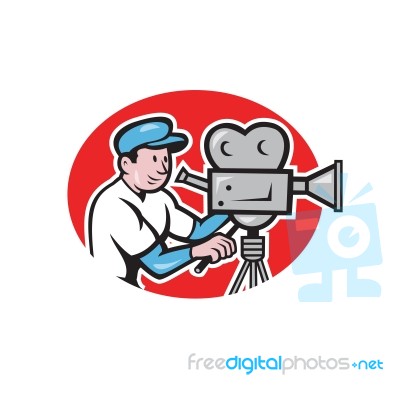 Cameraman Vintage Film Movie Camera Cartoon Stock Image