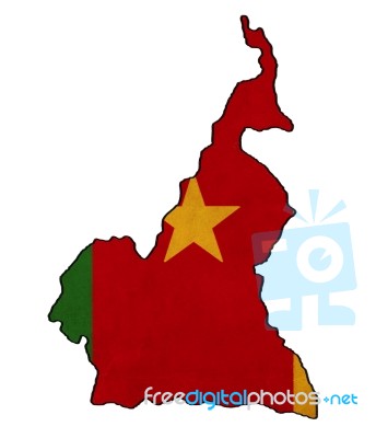 Cameroon Map On Cameroon Flag Drawing ,grunge And Retro Flag Ser… Stock Image