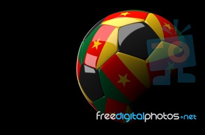 Cameroon Soccer Ball Isolated Dark Background Stock Image