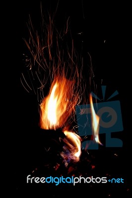 Camp Fire Stock Photo