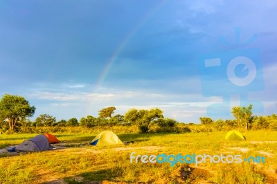 Camp Ground Near Kasane In Botswana Stock Photo