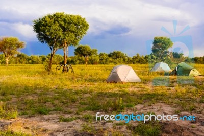 Camp Ground Near Kasane In Botswana Stock Photo