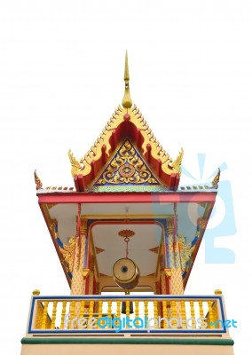 Campanile Of Thai Temple Isolated On White Stock Photo