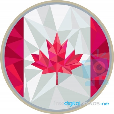 Canada Flag Icon Circle Low Polygon Stock Image