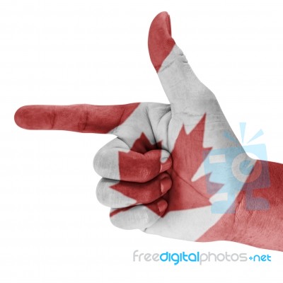 Canada Flag On shoot Hand Stock Photo