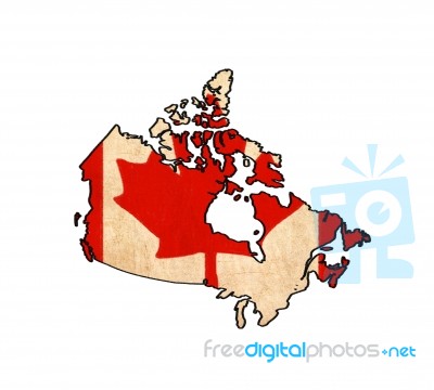 Canada Map On Canada Flag Drawing ,grunge And Retro Flag Series Stock Image