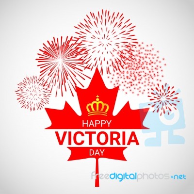 Canada Maple Leaf  With Fireworks For Victoria Day Stock Image