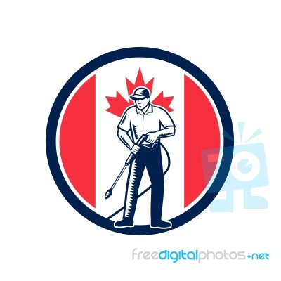 Canada Pressure Washing Flag Circle Retro Stock Image