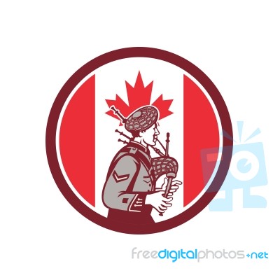 Canadian Bagpiper Canada Flag Icon Stock Image