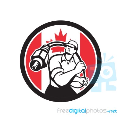 Canadian Cable Installer Canada Flag Icon Stock Image