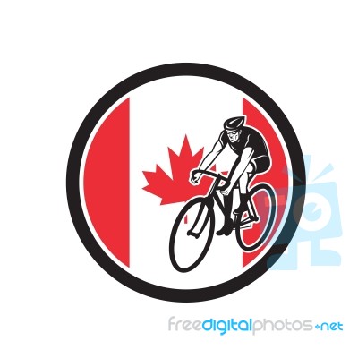 Canadian Cyclist Cycling Canada Flag Icon Stock Image