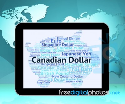 Canadian Dollar Represents Foreign Exchange And Banknotes Stock Image