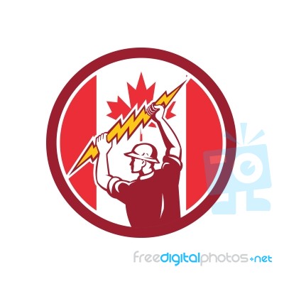 Canadian Electrician Lighting Bolt Canada Flag Icon Stock Image