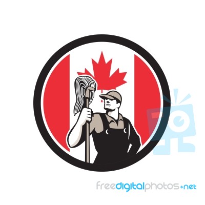 Canadian Industrial Cleaner Canada Flag Icon Stock Image