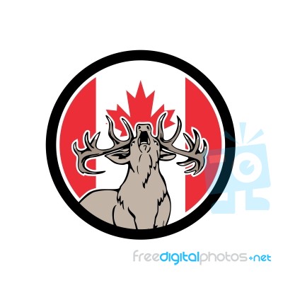 Canadian Stag Deer Canada Flag Icon Stock Image