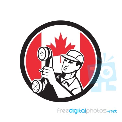 Canadian  Telephone Installation Repair Technician Icon Stock Image