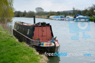 Canal Boat On The River Thames Stock Photo