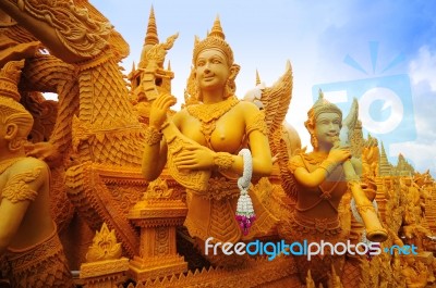 Candle Festival In Thailand Stock Photo